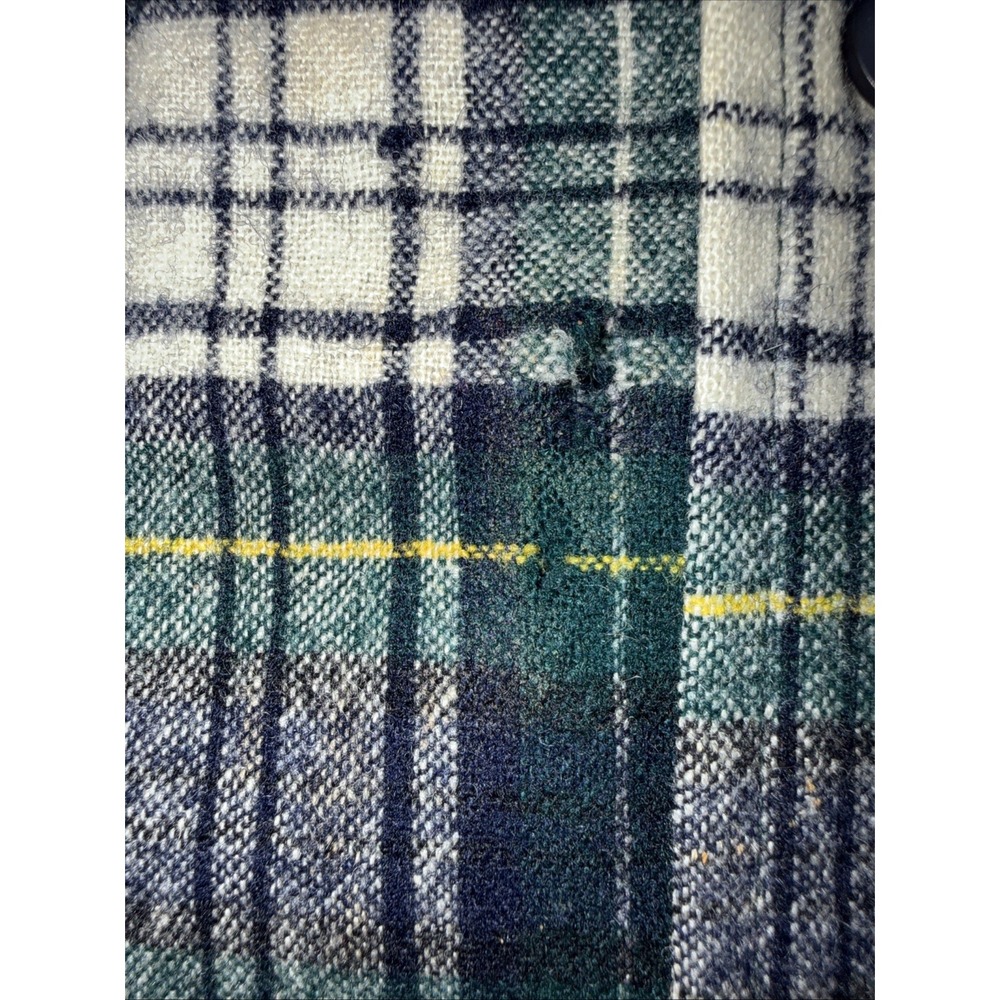 Pendleton VTG 100% Wool Board Shirt Long Sleeve Blue Green Large L Plaid Western - Picture 9 of 16